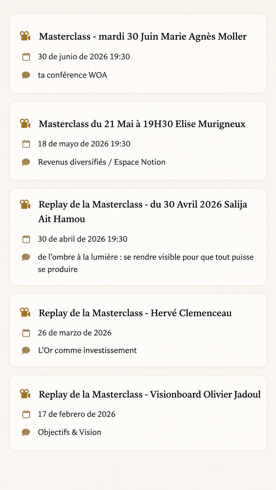 Replays et prochaines masterclasses du Cercle
